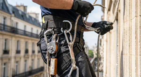 Vue aérienne d'immeubles résidentiels modernes avec toitures-terrasses équipées d'installations techniques