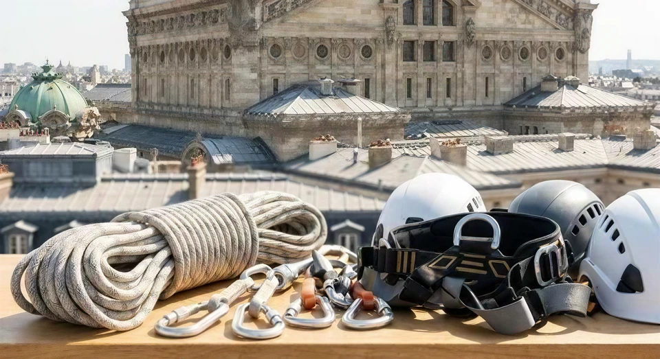 Ouvrier en rappel effectuant des travaux d'inspection sur la coque métallique d'un navire ou structure industrielle